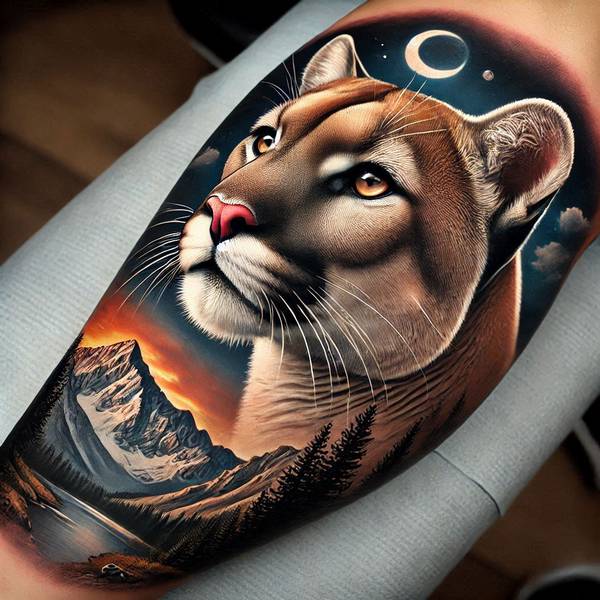 42 Creative Lion Tattoo Ideas 24 Mountain Lion Tattoo6dbb