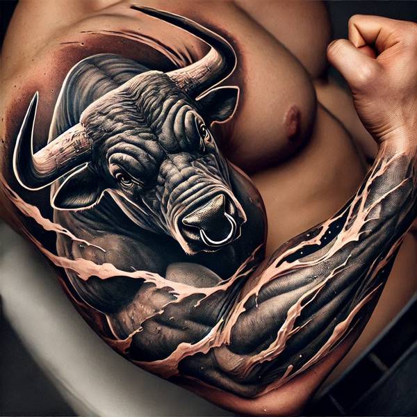 23 Invincible Bull Tattoo Ideas To Obliterate Your Fears And Worries 2 Ripped Bull Tattoocc1c