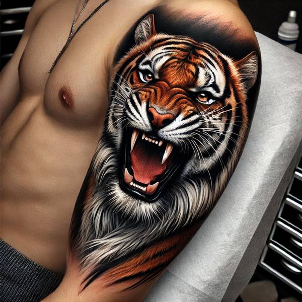 37 Trembling Tiger Tattoo Ideas To Feel Like The King Of The World 14 Roaring Tiger Tattoo 127f0