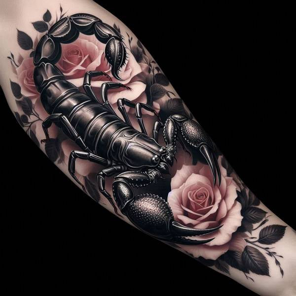 20 Ferocious Scorpion Tattoo Ideas 8 Rose Scorpion Tattoo 279a1