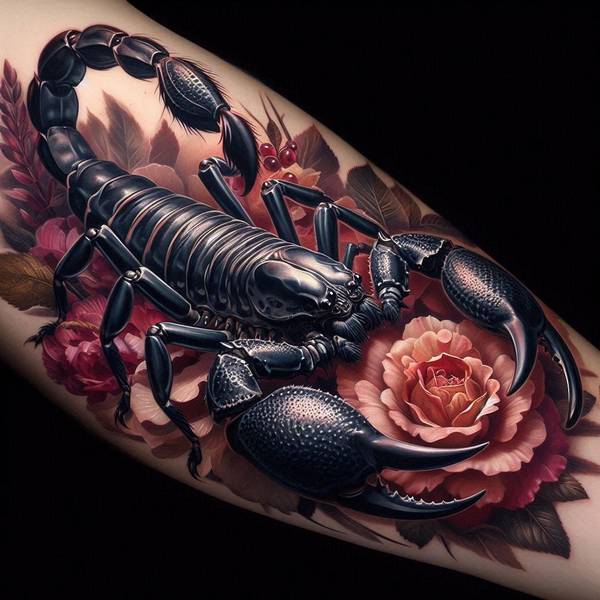 20 Ferocious Scorpion Tattoo Ideas 17 Scorpion Flower Tattoo 13614