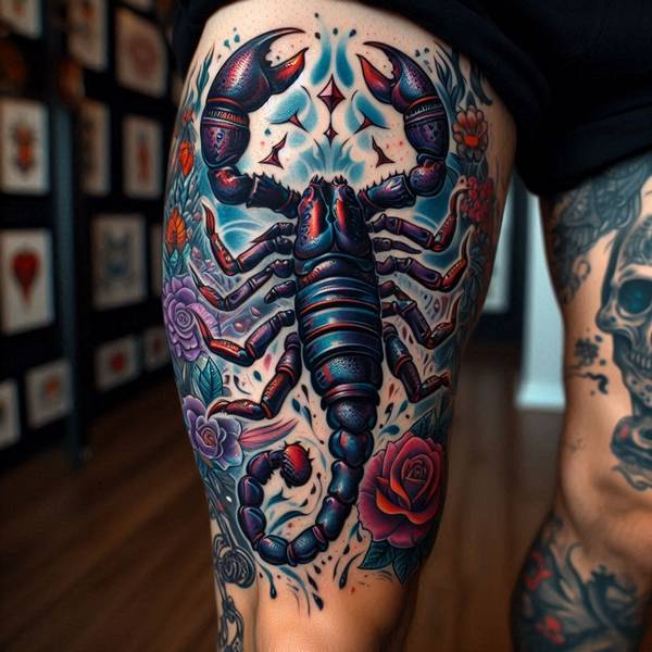 20 Ferocious Scorpion Tattoo Ideas 23 Scorpion Leg Tattoo9b89