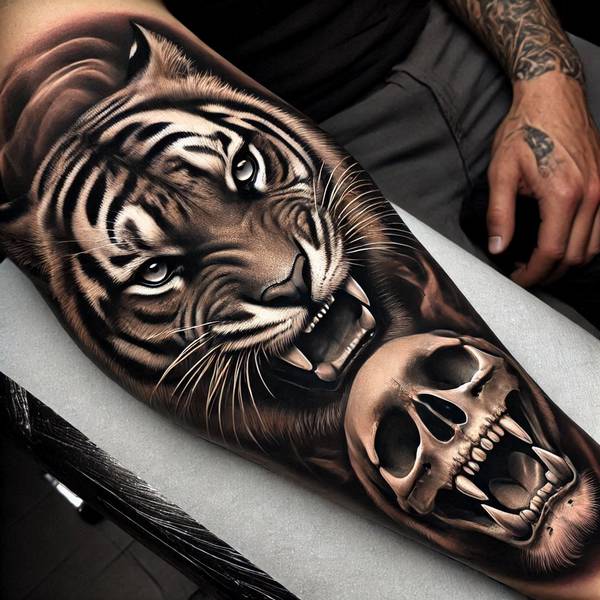 37 Trembling Tiger Tattoo Ideas To Feel Like The King Of The World 37 Skull Tiger Tattood4a1