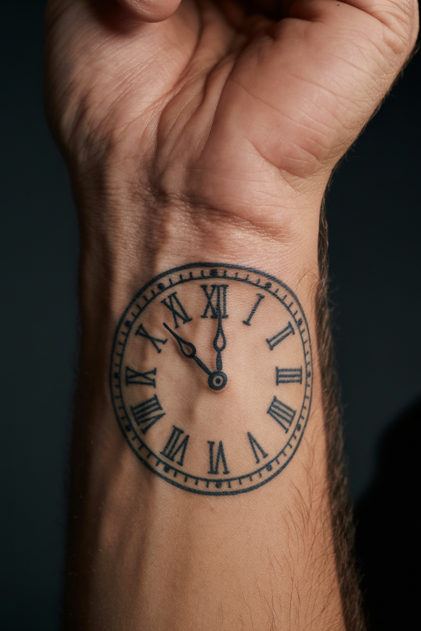Small Clock Tattoo