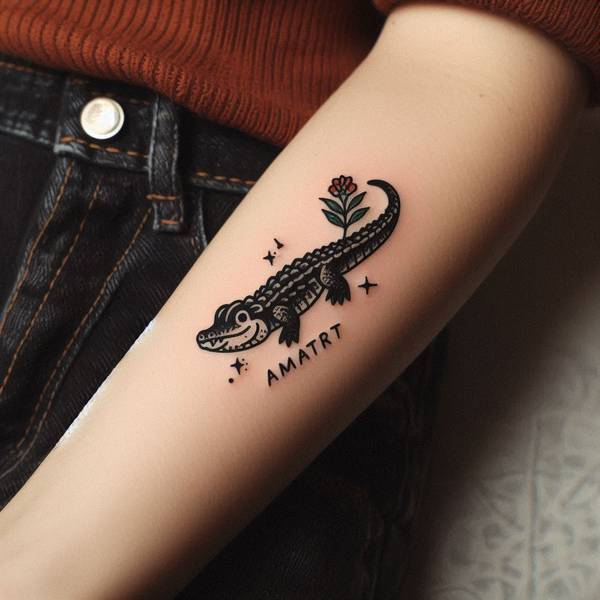 15 Powerful Alligator Tattoo Ideas To Entertain Your Morbid Curiosity 6 Small Alligator Tattoo65a3