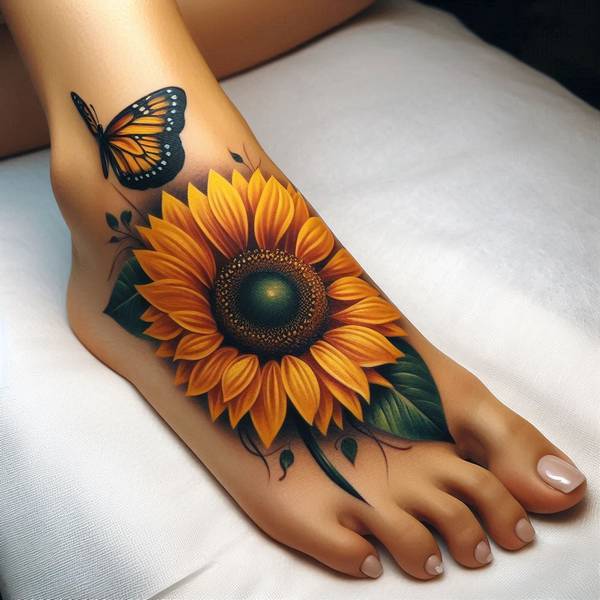 23 Symbolic Sunflower Tattoo Ideas 24 Sunflower Foot Tattoo 9938ab93 5fe9 4ead adc1 8bbcd1602e770dc4
