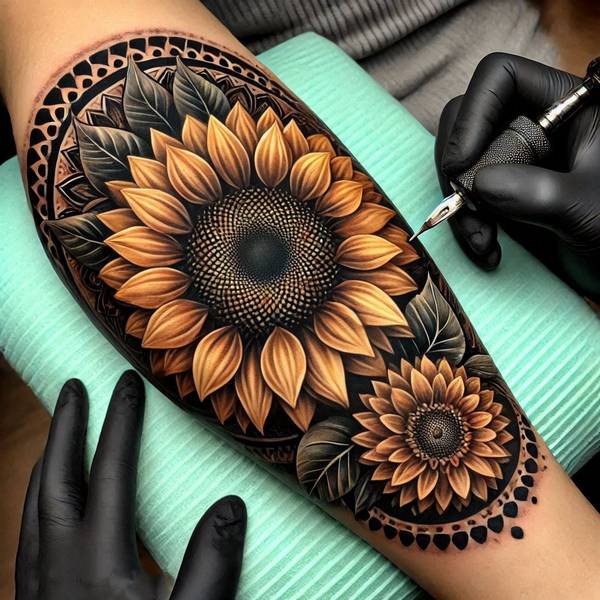 23 Symbolic Sunflower Tattoo Ideas 14 Sunflower Mandala Tattoo 19321