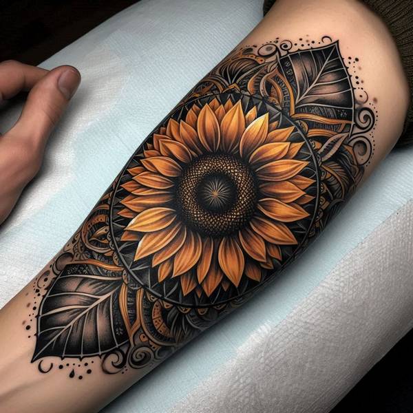 23 Symbolic Sunflower Tattoo Ideas 15 Sunflower Mandala Tattoo 27820