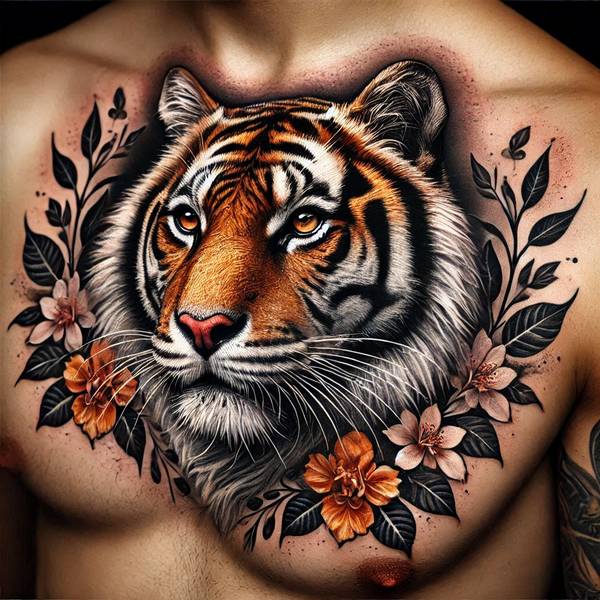 37 Trembling Tiger Tattoo Ideas To Feel Like The King Of The World 12 Tiger Tattoo On Chest 125b4
