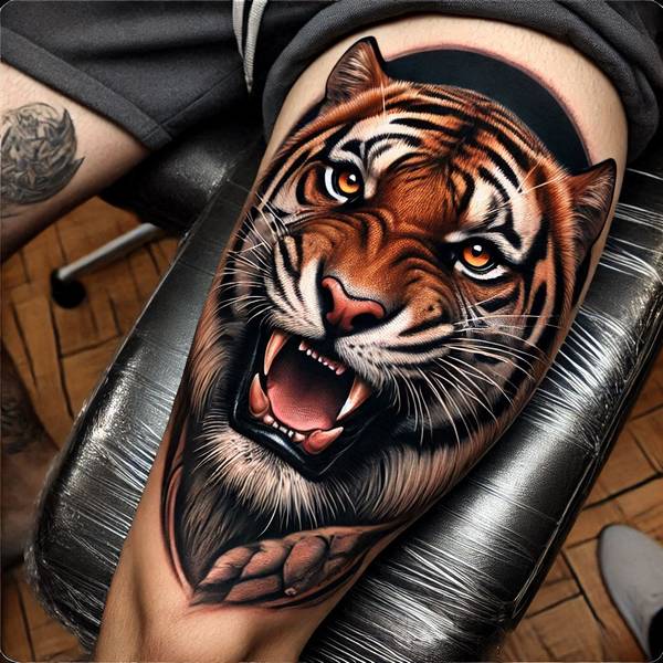 37 Trembling Tiger Tattoo Ideas To Feel Like The King Of The World 22 Tiger Tattoo On Thighb945