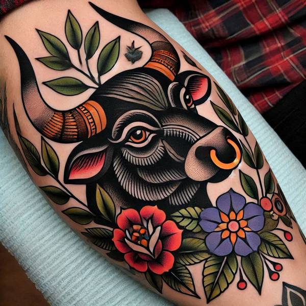 23 Invincible Bull Tattoo Ideas To Obliterate Your Fears And Worries 16 Traditional Bull Tattoo 20611