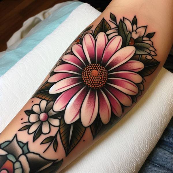 21 Delightful Daisy Tattoo Ideas 8 Traditional Daisy Tattoo 18b58