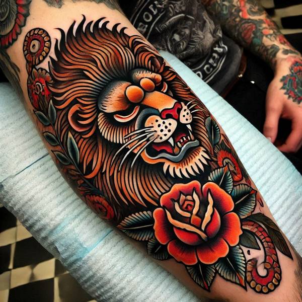 42 Creative Lion Tattoo Ideas 11 Traditional Lion Tattoo8be5