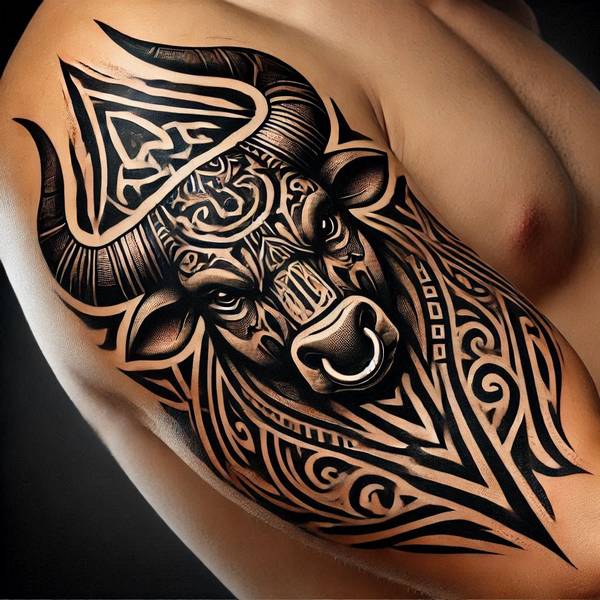 23 Invincible Bull Tattoo Ideas To Obliterate Your Fears And Worries 19 Tribal Bull Tattoo0ea8