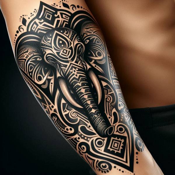 31 Graceful Elephant Tattoo Ideas To Crush Your Fears And Worries Into Dust 9 Tribal Elephant Tattoo11a5