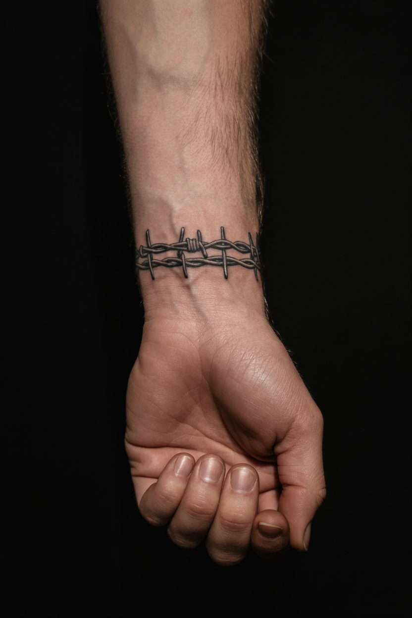 Barbed Wire Wrist Tattoo