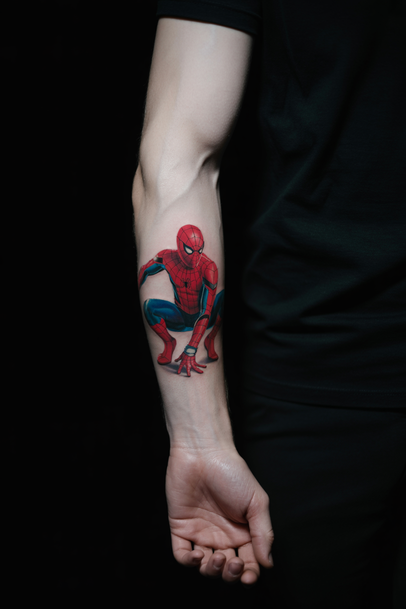 Realistic Spiderman Tattoo