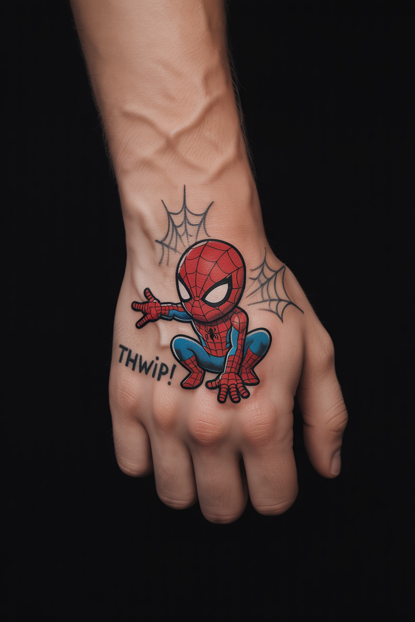 Spiderman Hand Tattoo