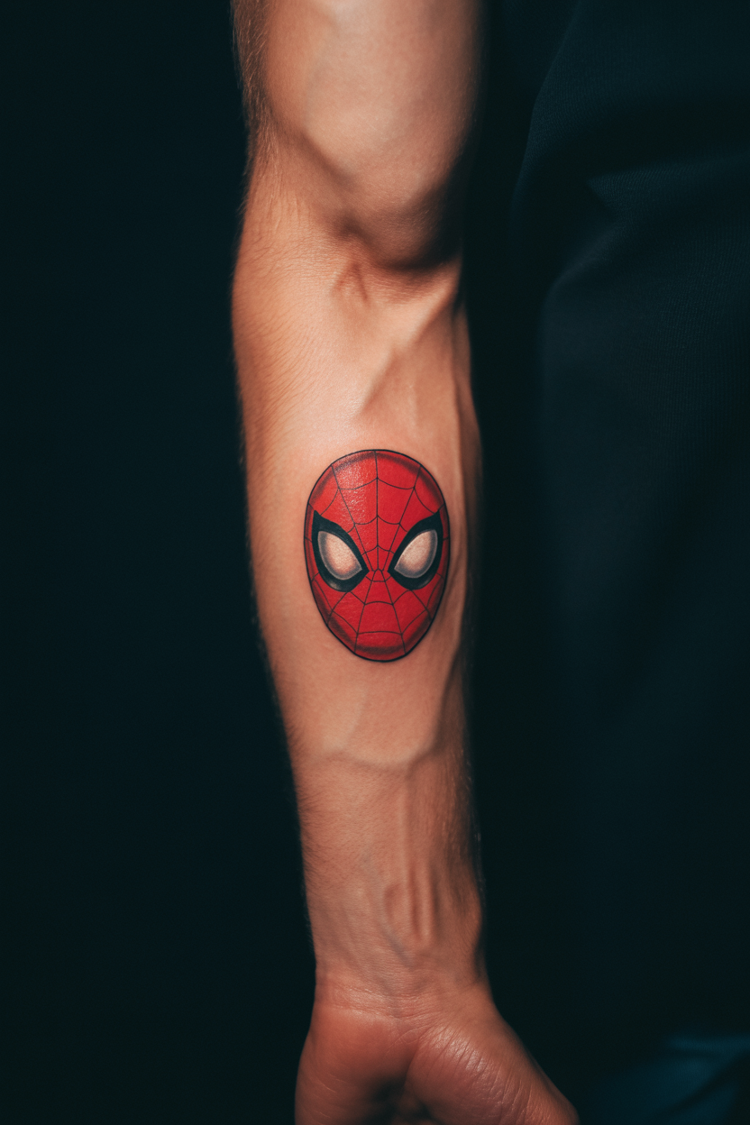 Spiderman Head Tattoo