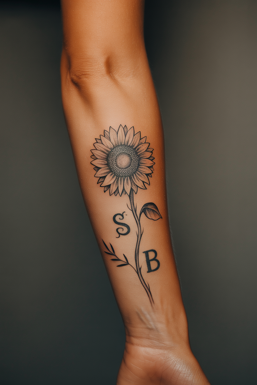 Sunflower Cover up Tattoo