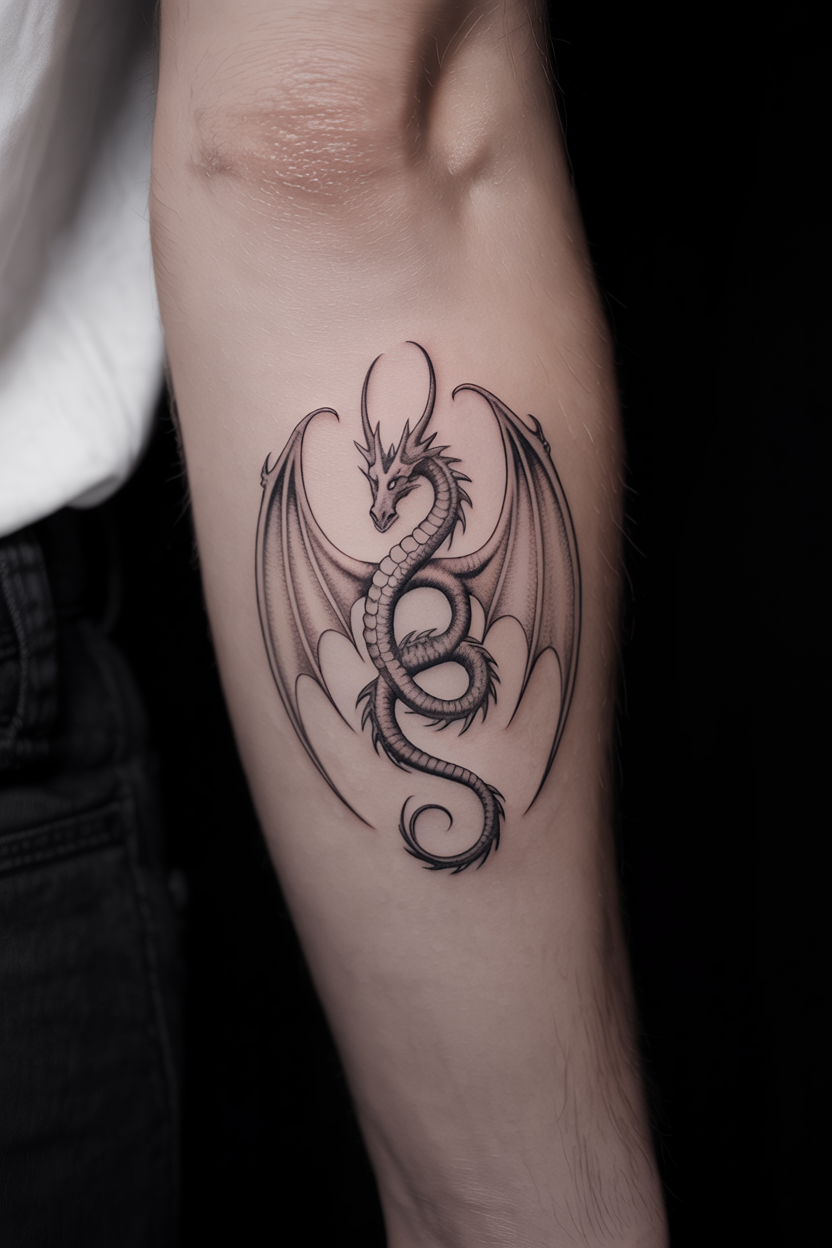 Alluring Gothic Dragon Tattoo