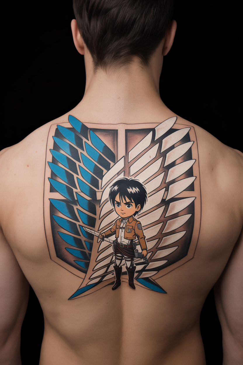 Attack on Titan Back Tattoo
