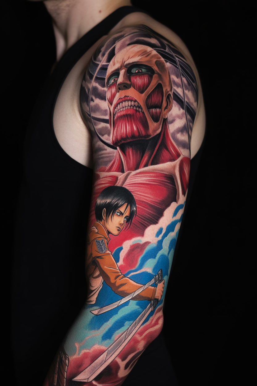 Attack on Titan Sleeve Tattoo 2