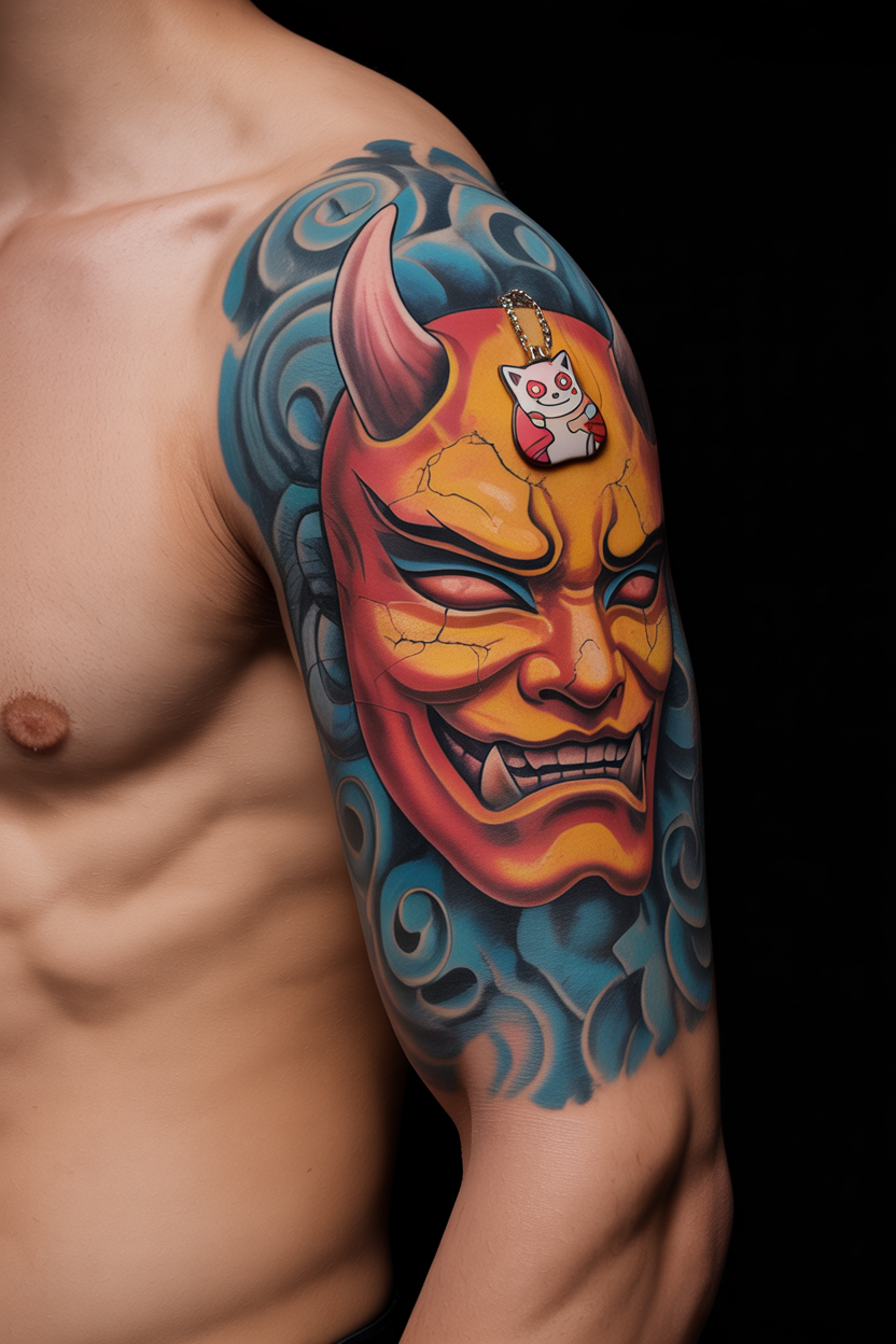 20 Dynamic Demon Slayer Tattoo Ideas To Seek Vengeance! 7 Deceitful Demon Slayer Mask Tattoo 2