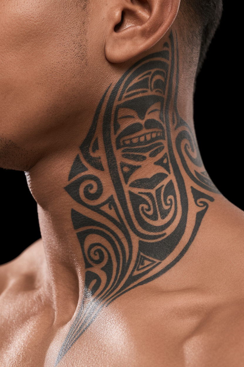 26 Sensual Polynesian Tattoo Ideas To Connect With Your Roots! 12 Decorative Polynesian Tattoo On Neck