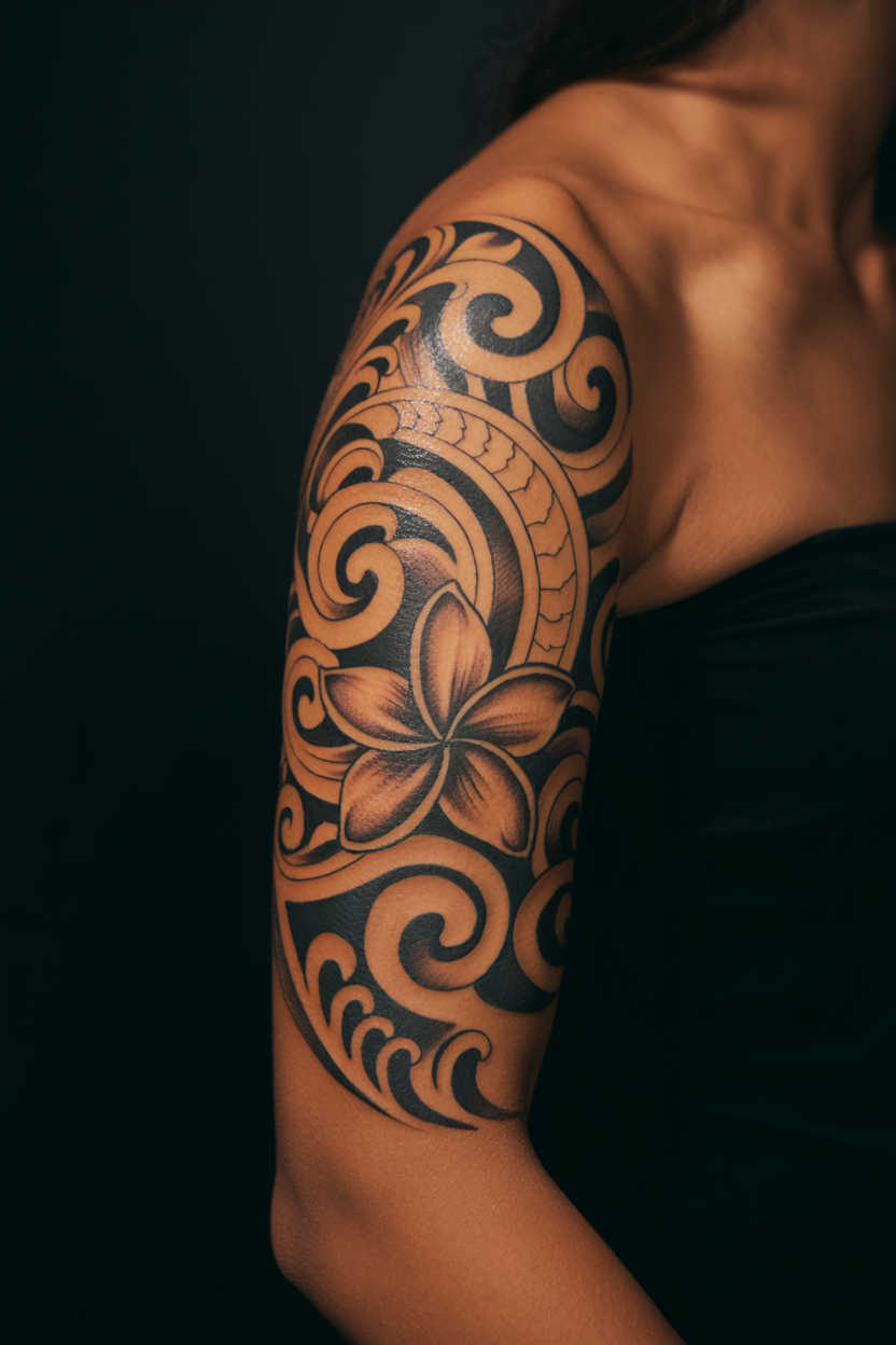 26 Sensual Polynesian Tattoo Ideas To Connect With Your Roots! 15 Feminine Polynesian Flower Tattoo