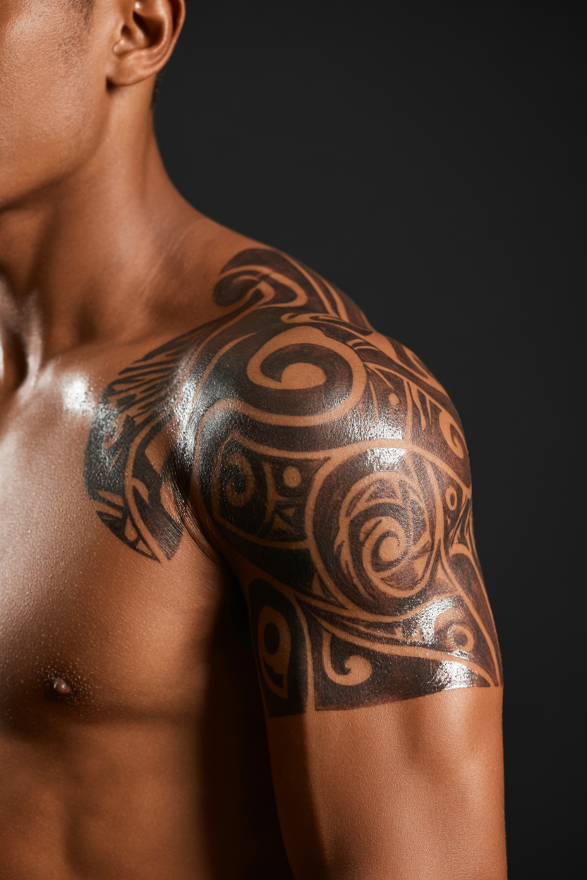26 Sensual Polynesian Tattoo Ideas To Connect With Your Roots! 6 Glistening Polynesian Tattoo On Shoulder