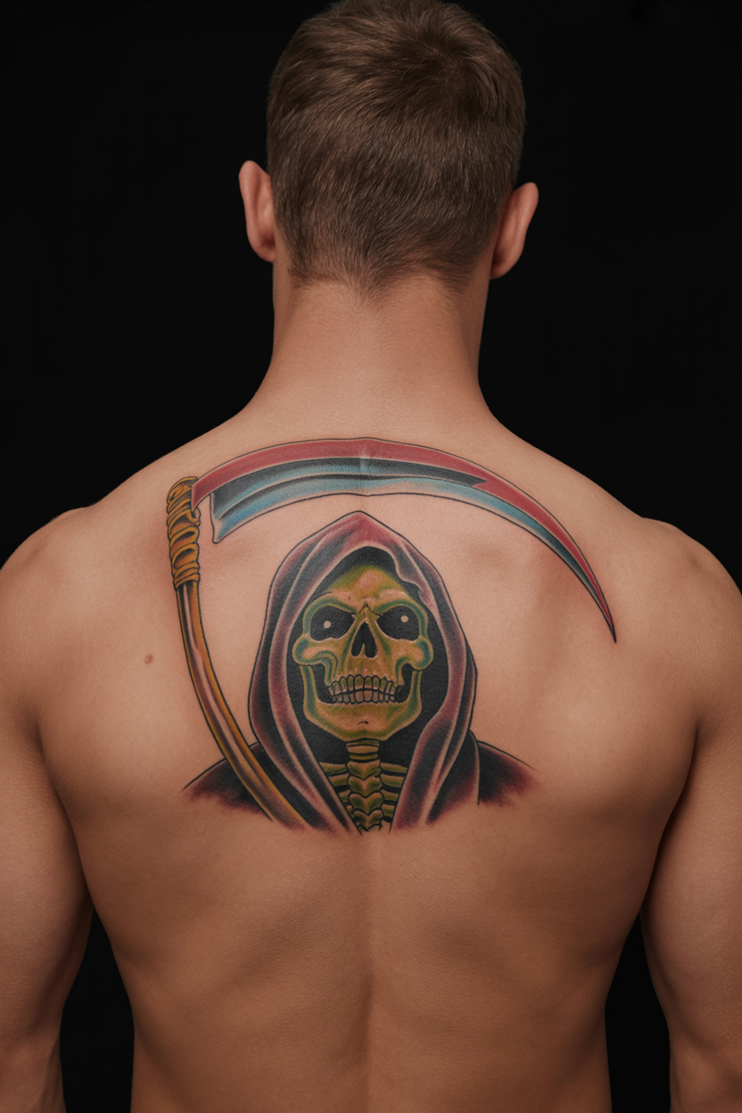 Grim Reaper Back Tattoo