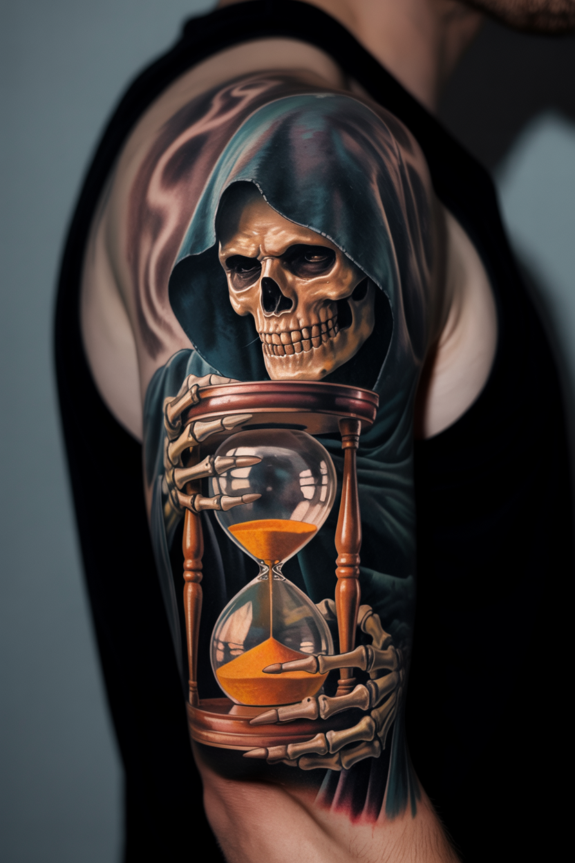 Grim Reaper Hourglass Tattoo