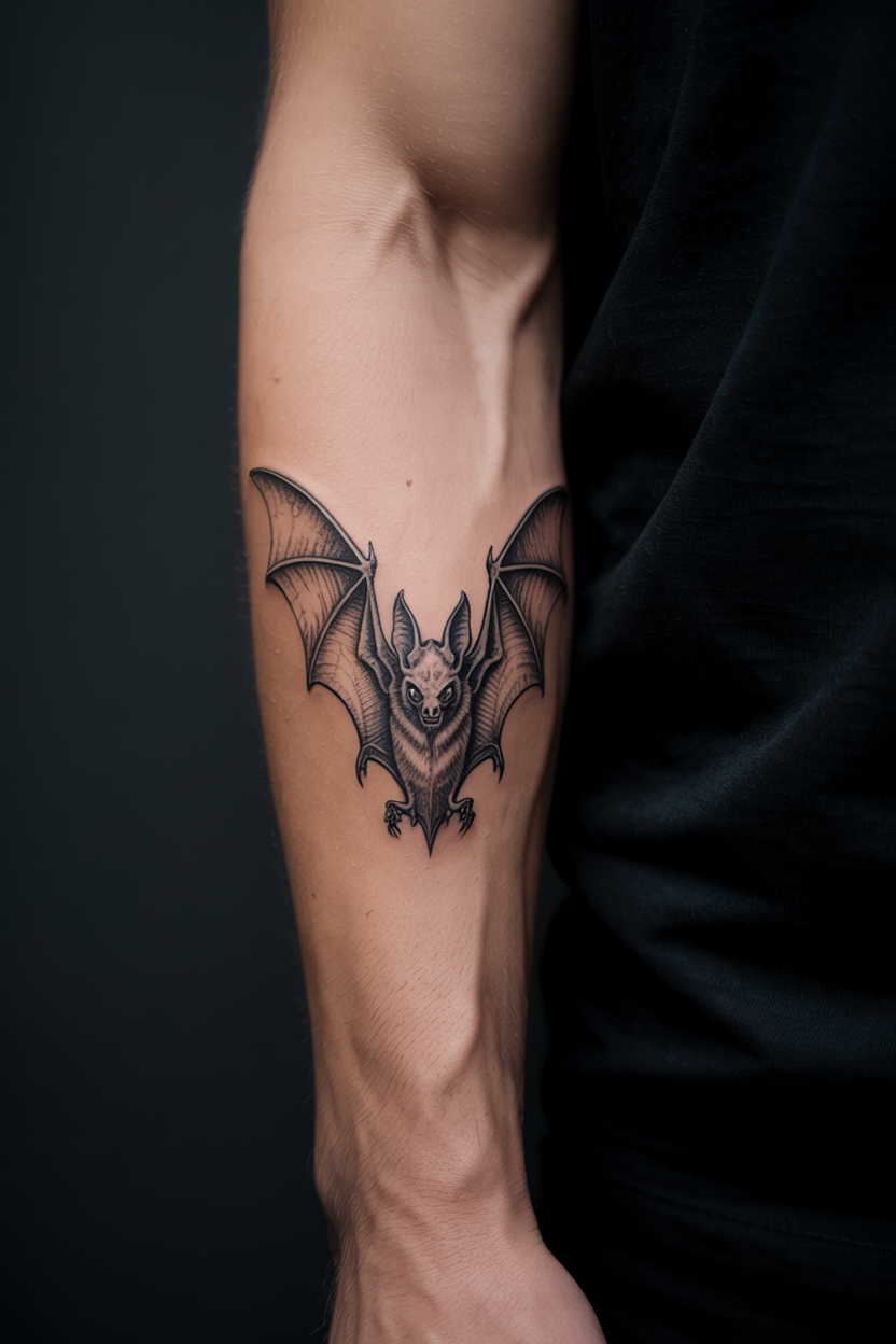 Menacing Gothic Bat Tattoo