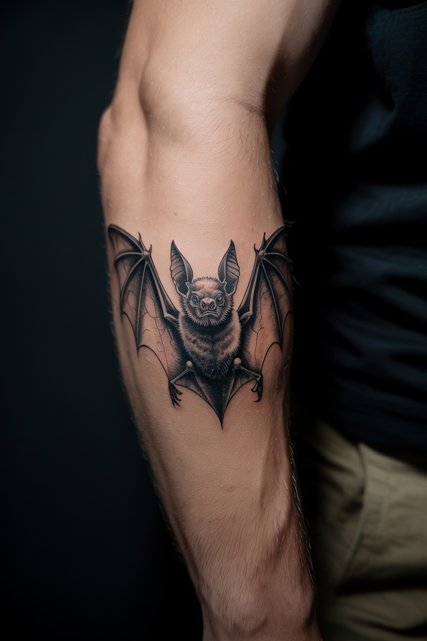 Menacing Gothic Bat Tattoo2