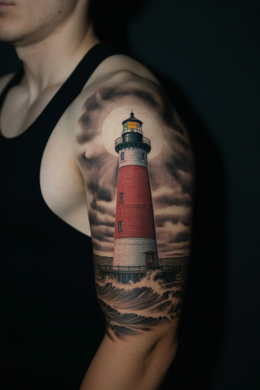 22 Lighthouse Tattoo Ideas To Cherish The Luxury Of Life! 25 Mysterious Barnegat Lighthouse Tattoo