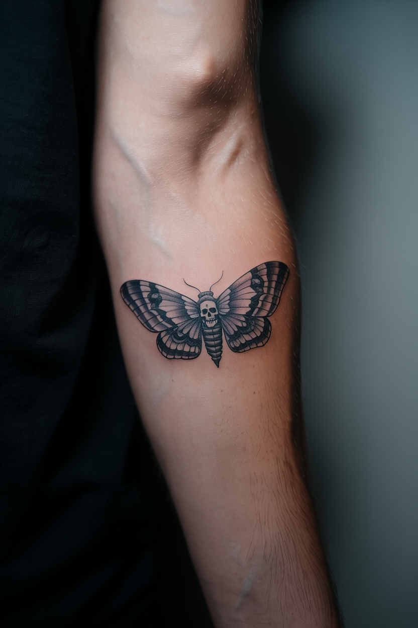Mysterious Gothic Moth Tattoo