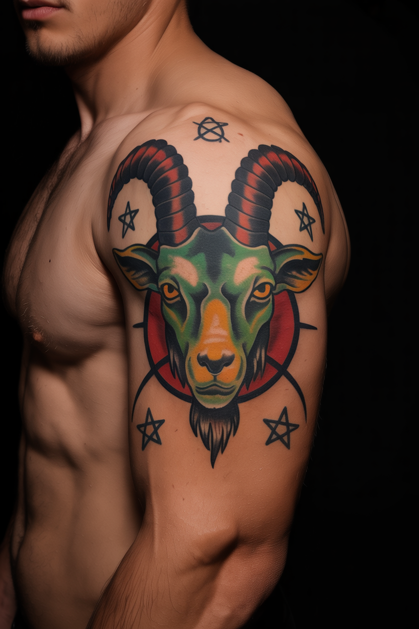 Old School Baphomet Tattoo