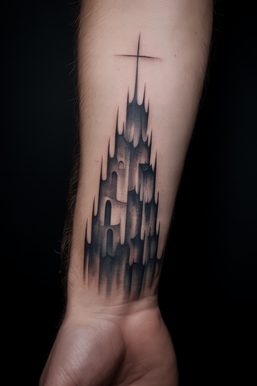 Shaded Gothic Castle Tattoo2