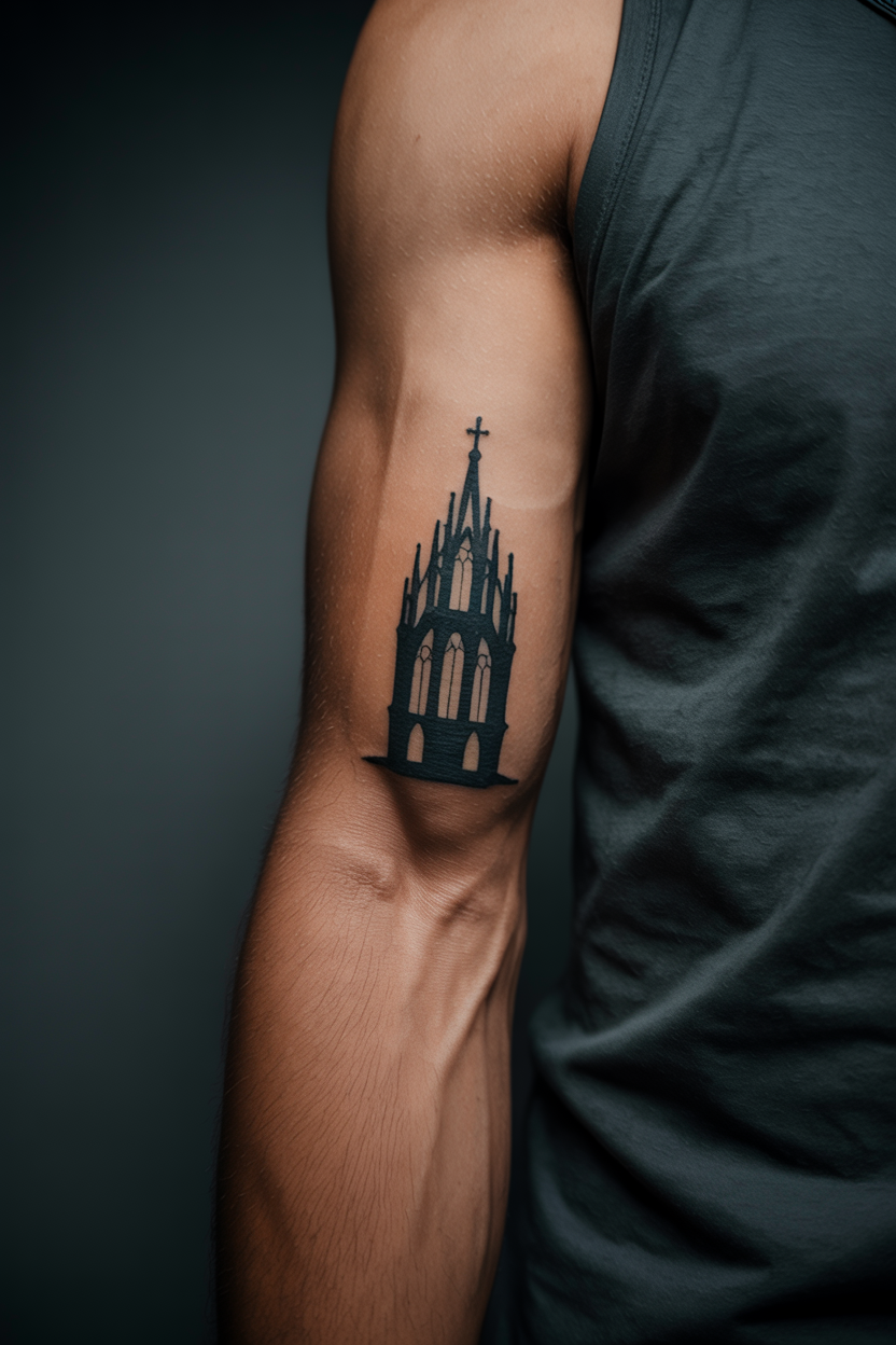 Silhouette Gothic Architecture Tattoo