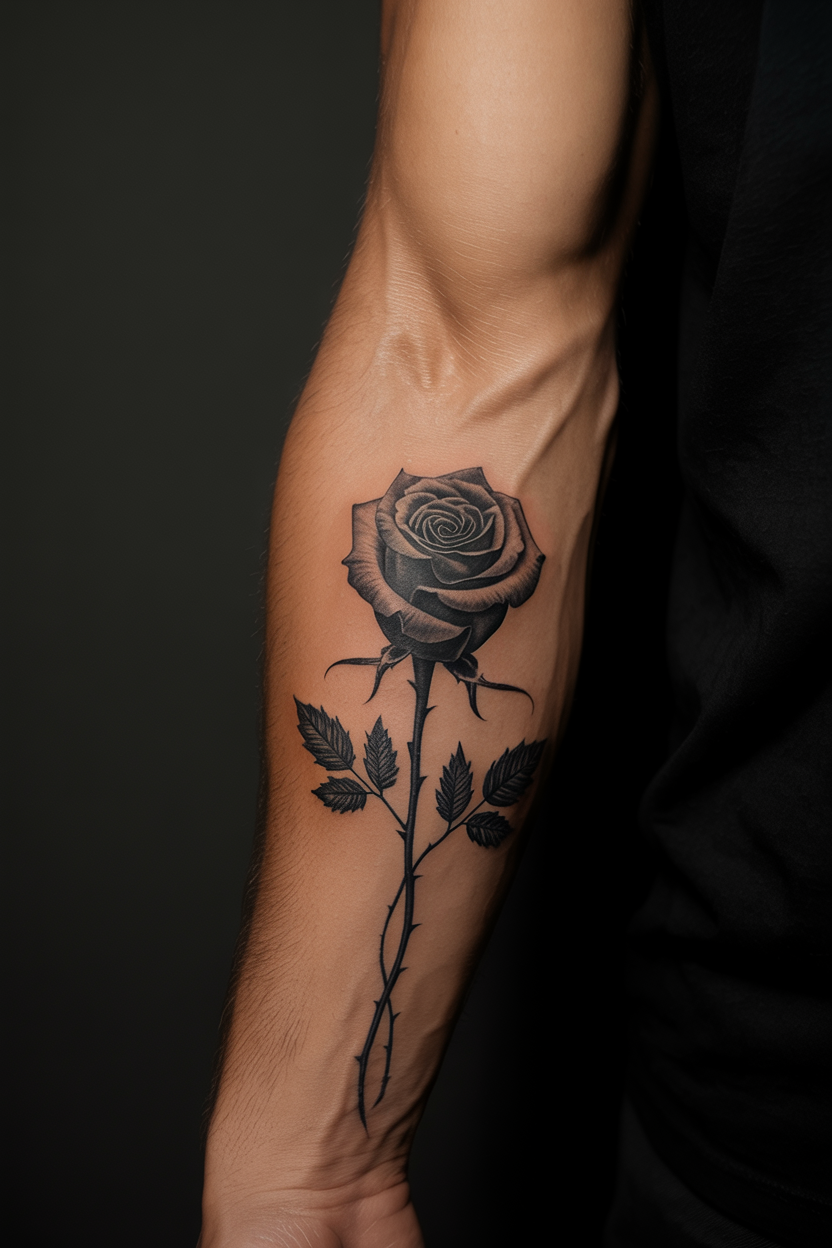 Sophisticated Gothic Flower Tattoo
