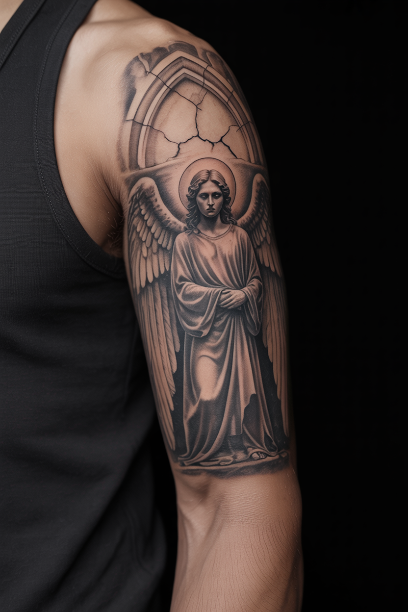 Spiritual Gothic Angel Tattoo
