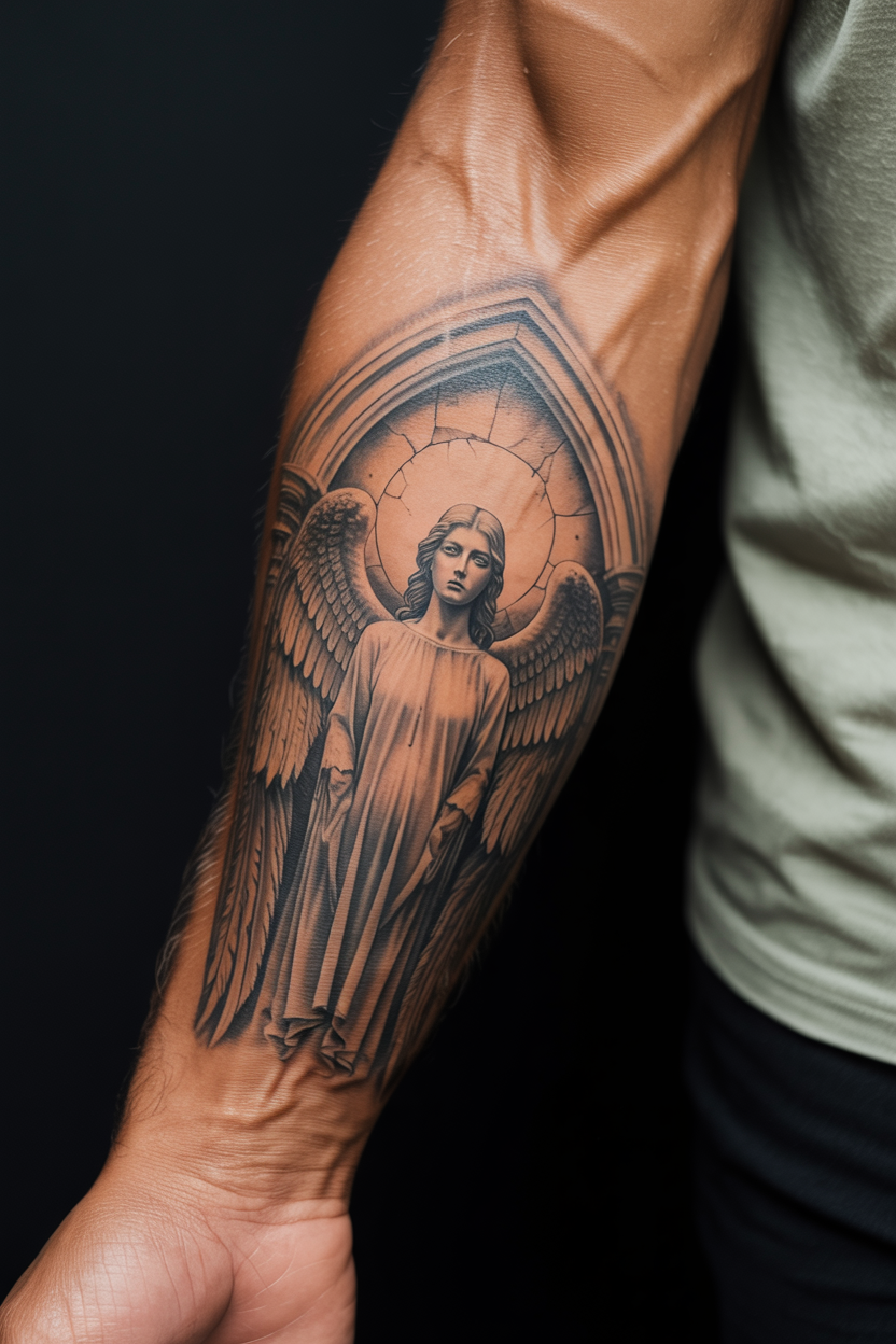 Spiritual Gothic Angel Tattoo8