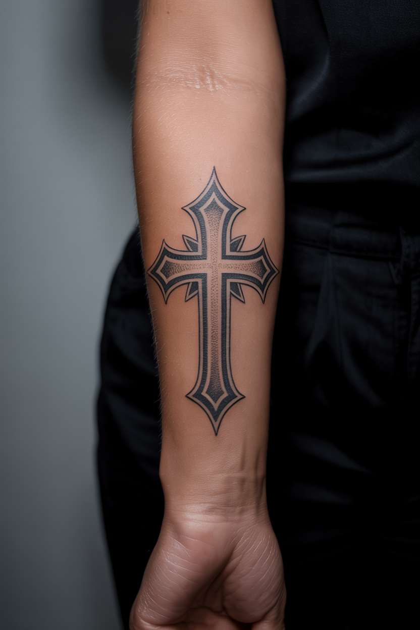 Spiritual Gothic Cross Tattoo