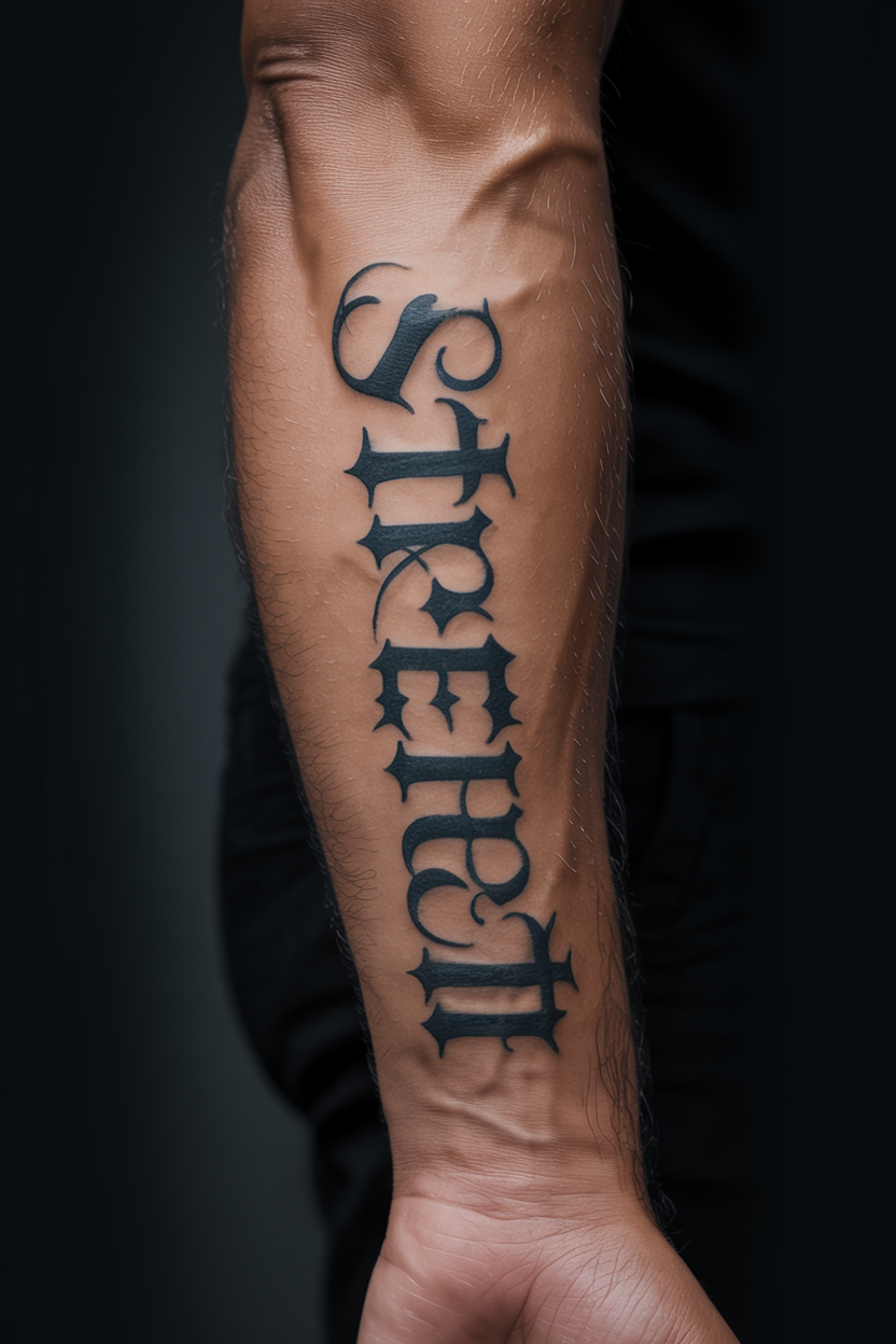 Stylish Gothic Font Tattoo