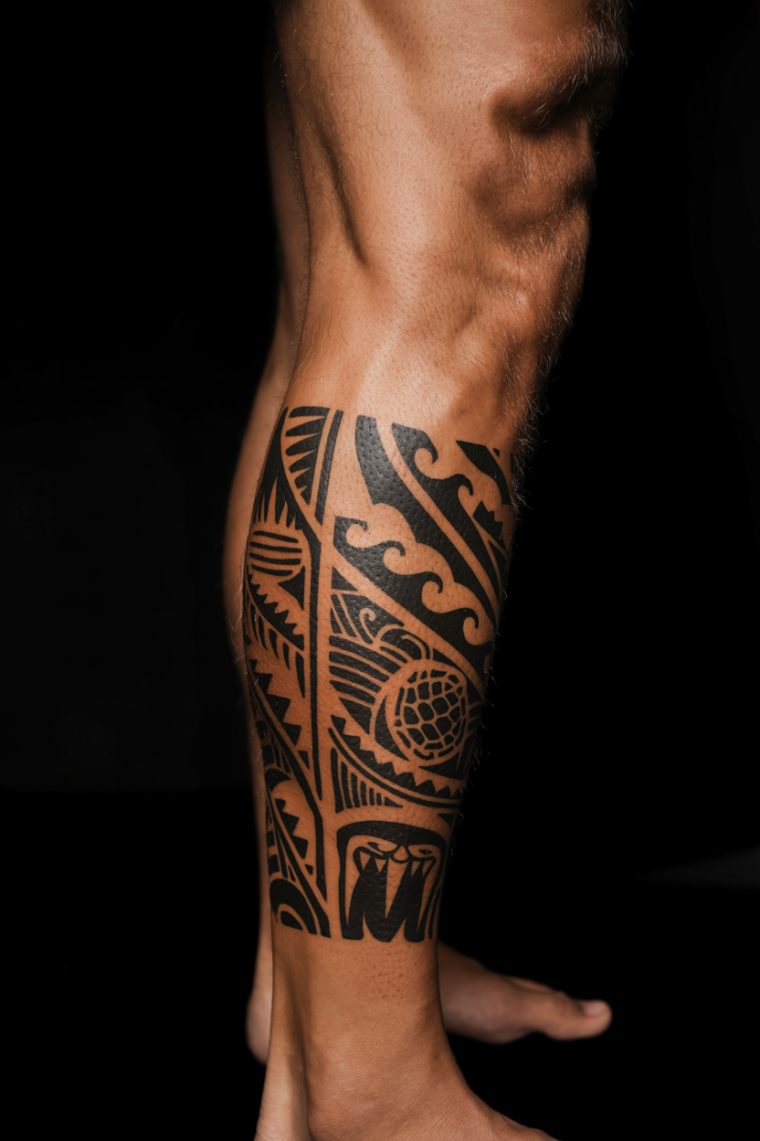 26 Sensual Polynesian Tattoo Ideas To Connect With Your Roots! 2 Stylish Polynesian Tattoo On Leg