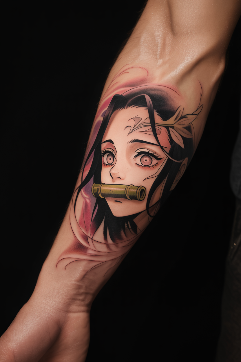 20 Dynamic Demon Slayer Tattoo Ideas To Seek Vengeance! 12 Subtle Nezuko Tattoo With Pink Haze