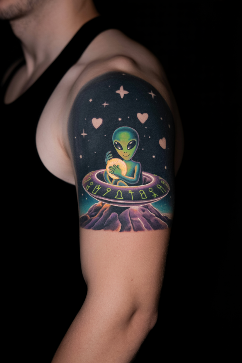 18 Mysterious Alien Tattoo Ideas 27 Where They Belong