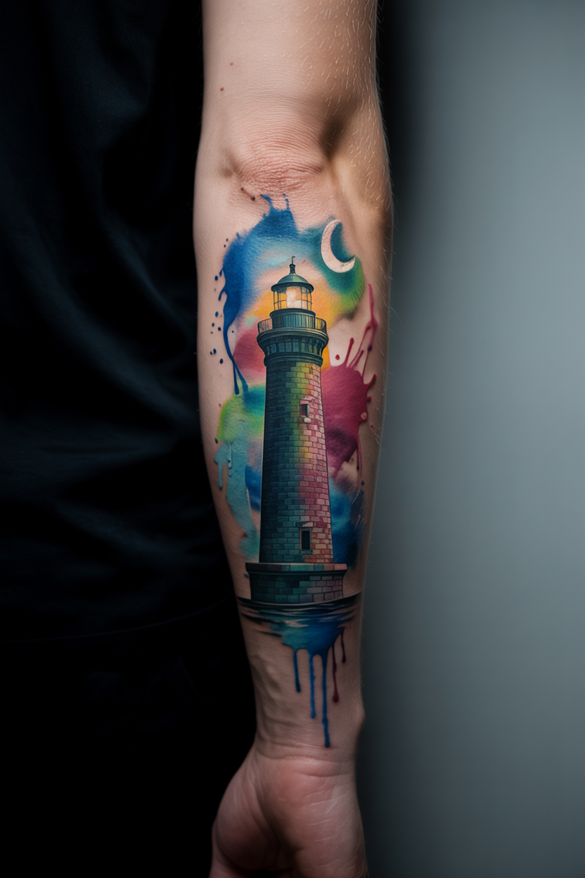 22 Lighthouse Tattoo Ideas To Cherish The Luxury Of Life! 38 a photograph of a cropped male forearm d L2bX i1wRJmmHsqLx8M1Iw Wt8L0ByzR cEVYXYbD9ew