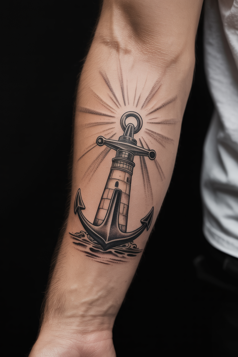22 Lighthouse Tattoo Ideas To Cherish The Luxury Of Life! 21 a photograph of a cropped male forearm s FjkpiuOaTWCvYt00B9jnzA A8fn0WGNSiKspi kw St1w